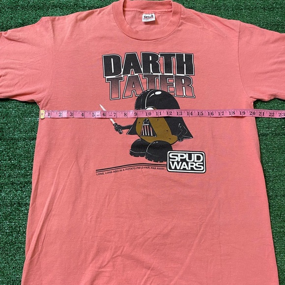 RARE Vntg 90s Darth Tater Spud Wars Star Wars Parody T-shirt Sz L Single Stitch - Picture 8 of 8